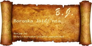 Boroska Jolánta névjegykártya